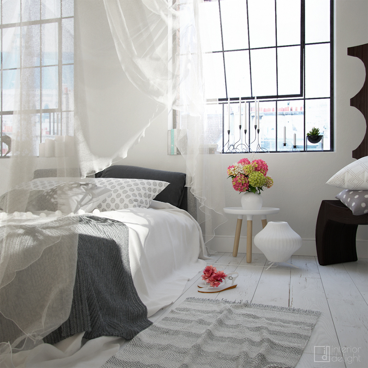 Interior design styling  rendering 3D industrial bedroom