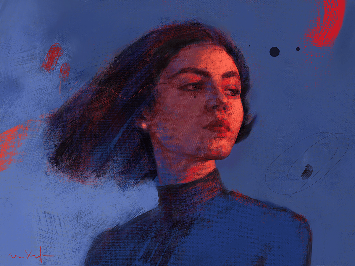 Procreate artwork digital illustration sketch portrait girls woman
