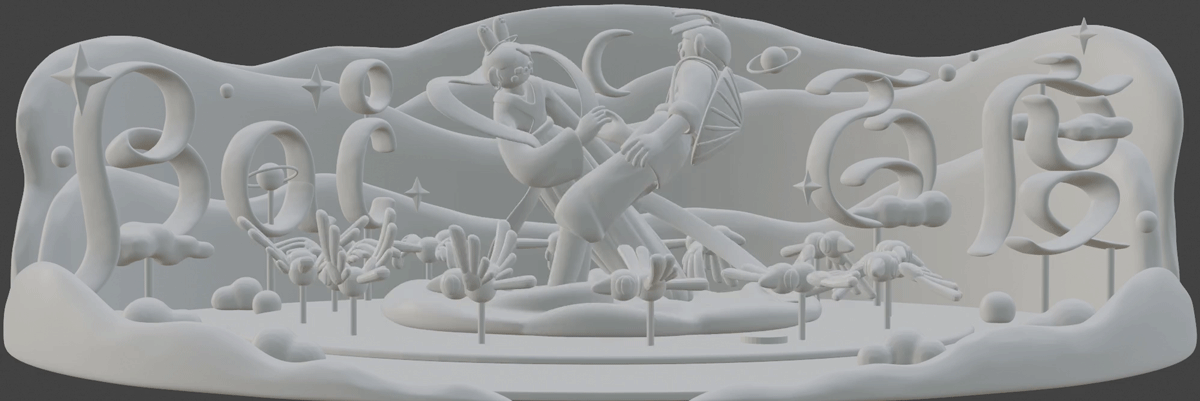 3D Zoetrope doodle Love stop motion animation 3D model 3d print Baidu blender magpie qixi 