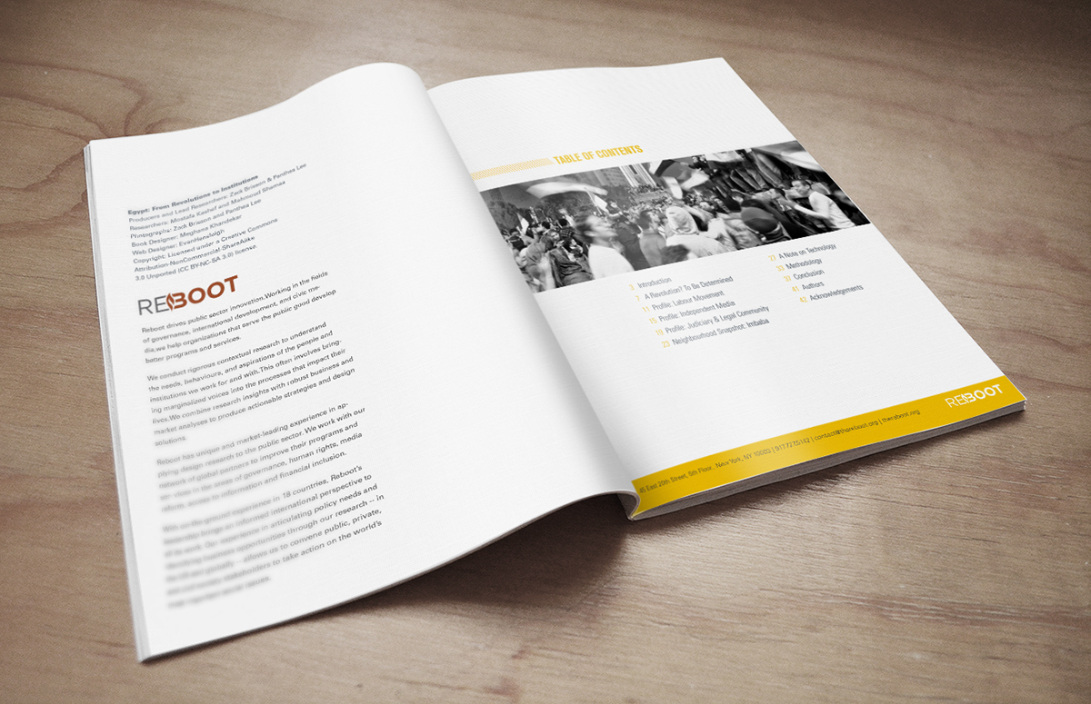 Adobe Portfolio infographic egypt international development Reboot Design for Good social change impact yellow blue publication