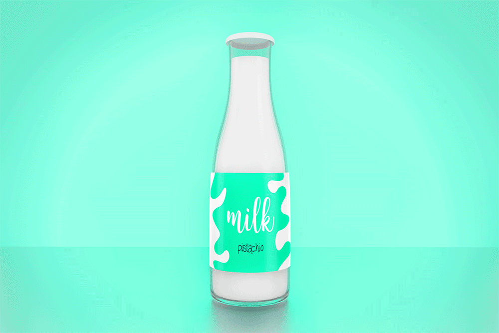 milk bottle Mockup pistachio milk download free 3D blender