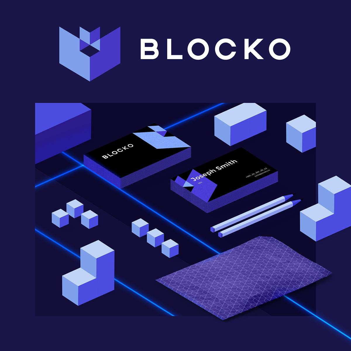 bitcoin blockchain Ico visual identity brand guidelines logo ethereum enterprise Isometric