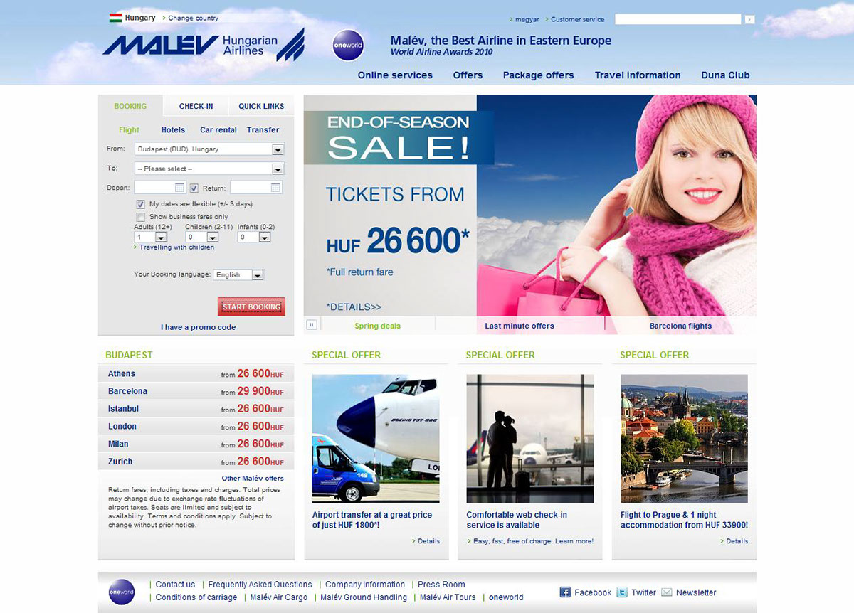 airline Website Malév