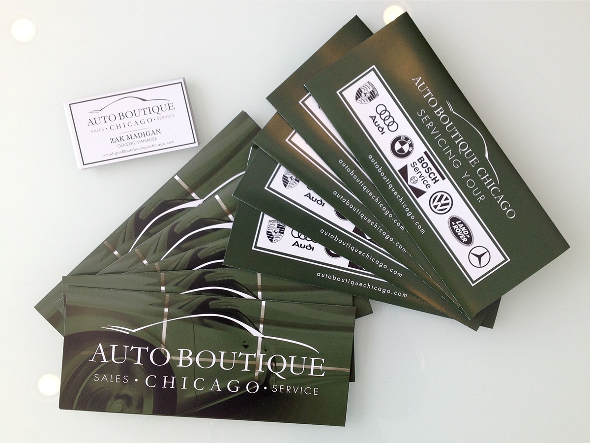 Auto boutique car repair print Business Cards logo sales service chicago