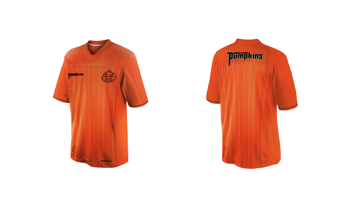 Adobe Portfolio brand sports american football jersey apparel kits futebol americano Esporte porto alegre pumpkins laranja orange Sports Branding branding no esporte marca esporte