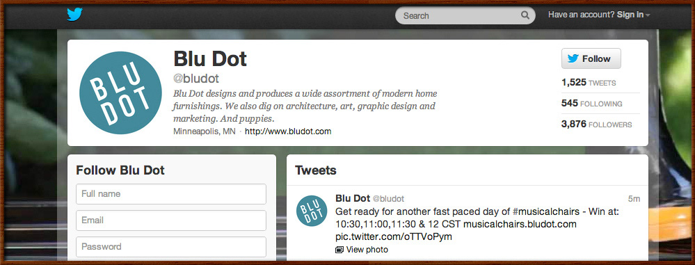 bludot twitter musical chairs band nodejs JavaScript multiuser app
