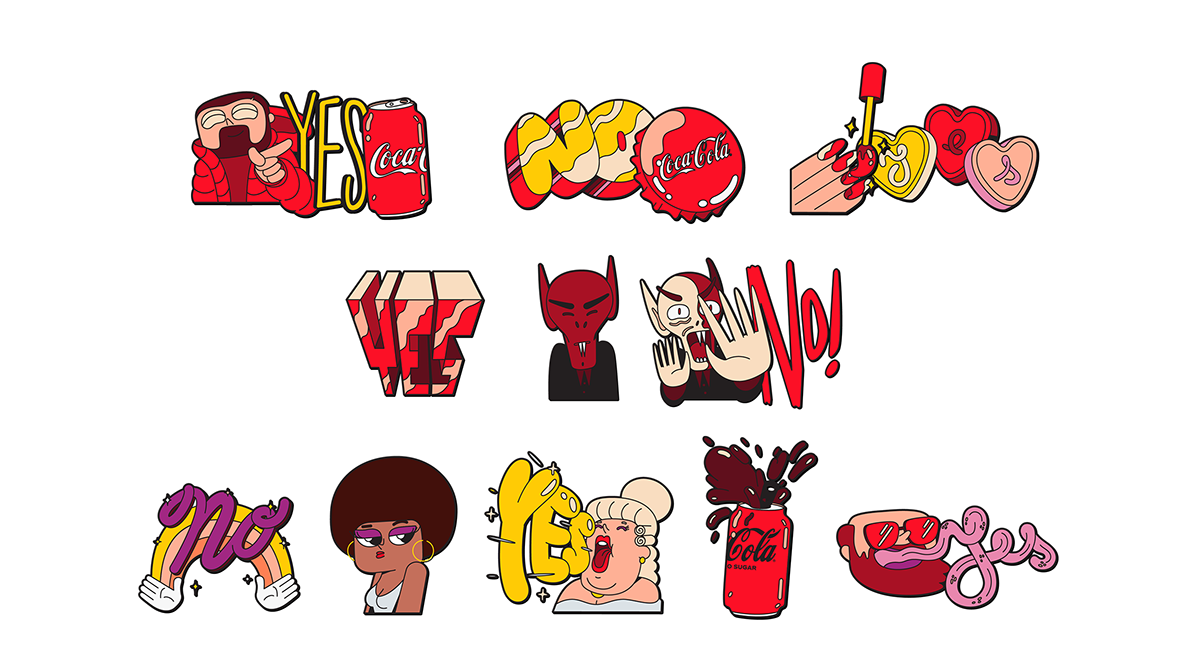 animation  Character Coca Cola Emoji Fun gif ILLUSTRATION  sticker vector zero