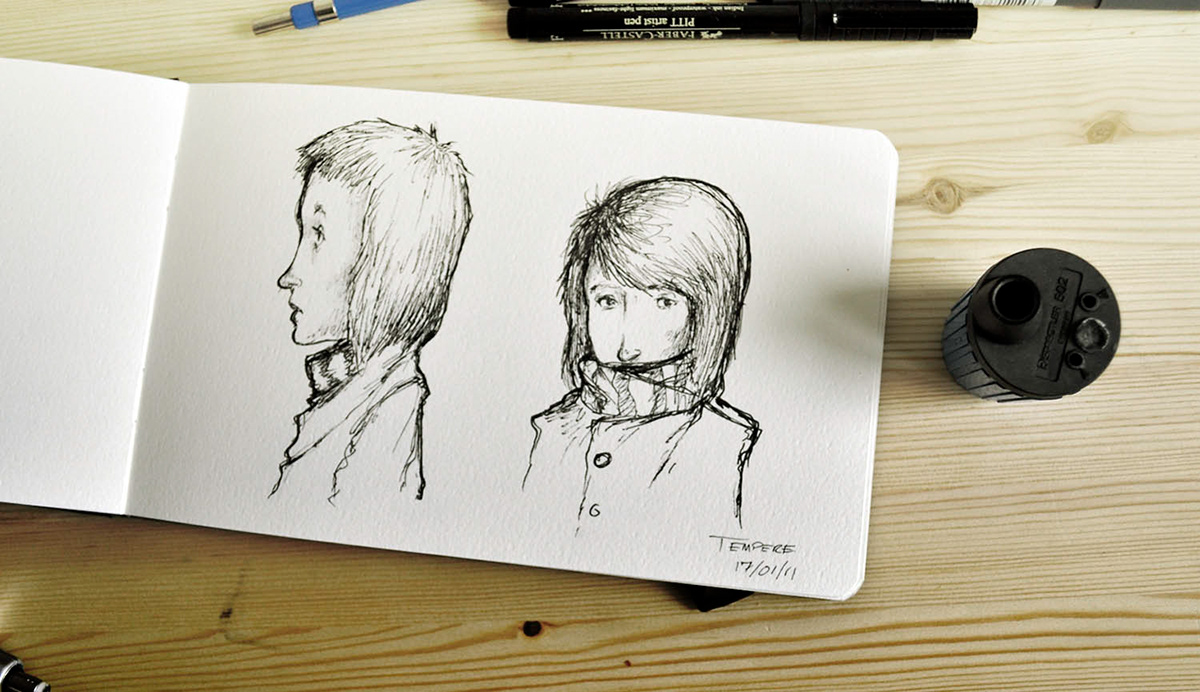 moleskine drawings sketch finland Finnish Tampere Character