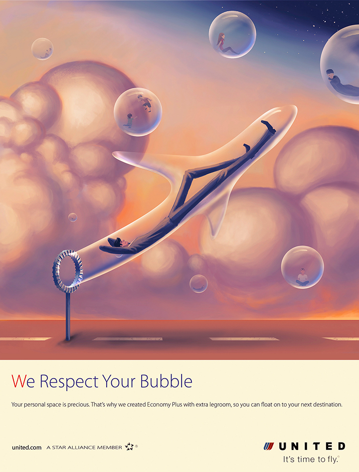 Advertisin  Airline  illustratoi  cloud  bubbles airplane  sunset