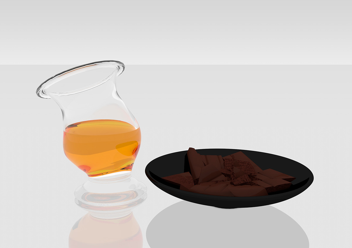 3D cinema4d rendering Whisky whiskyglas   glas design  glas chocolate Schokolade