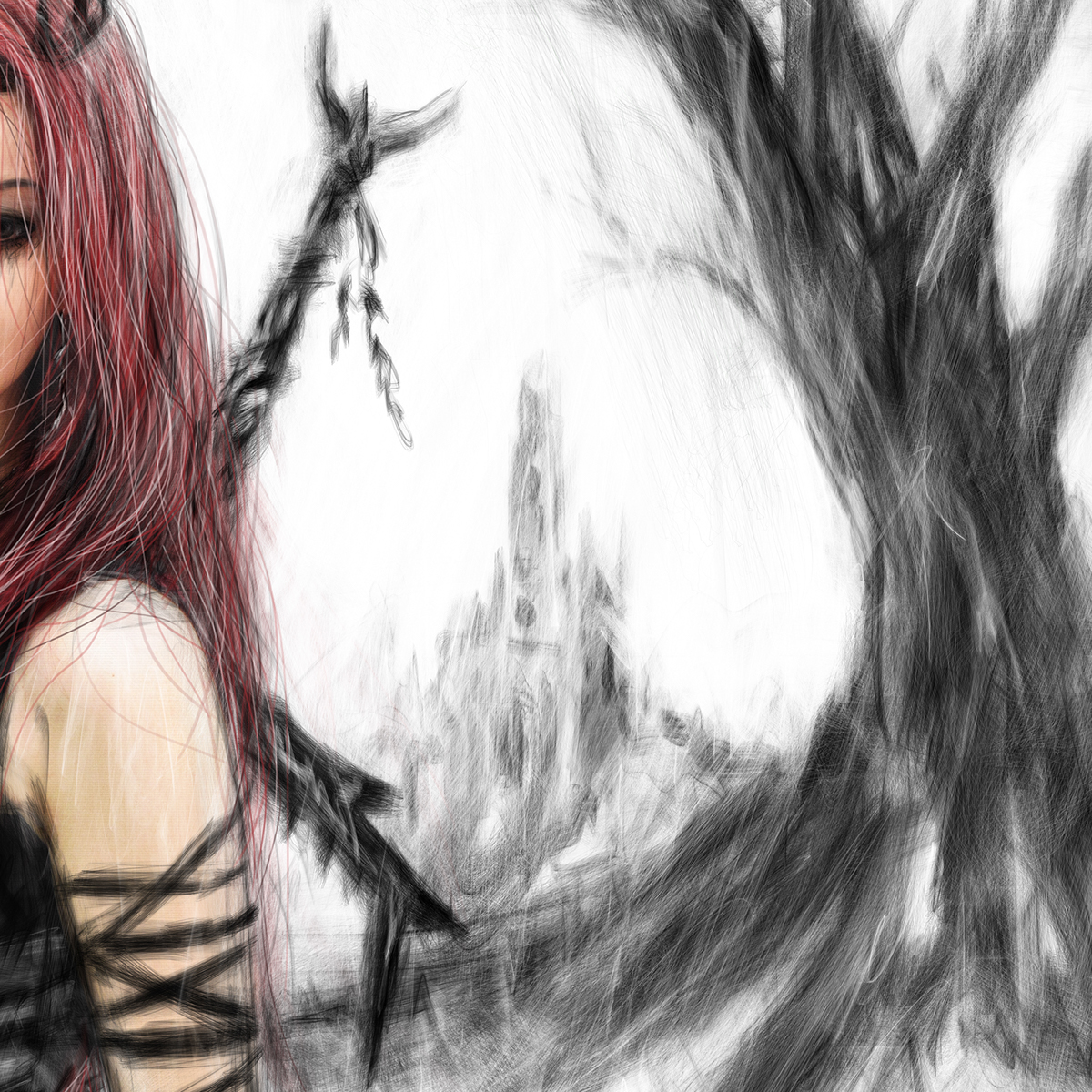 redhead red hair long hair warrior gothic fantasy woman female girl
