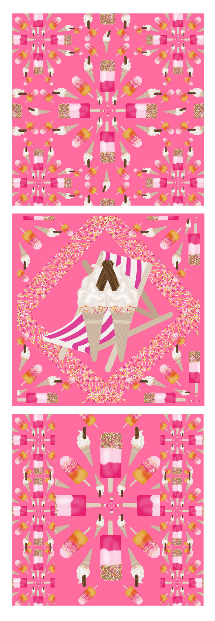 summer  pattern pink ice lollies ice cream mirrored mirror