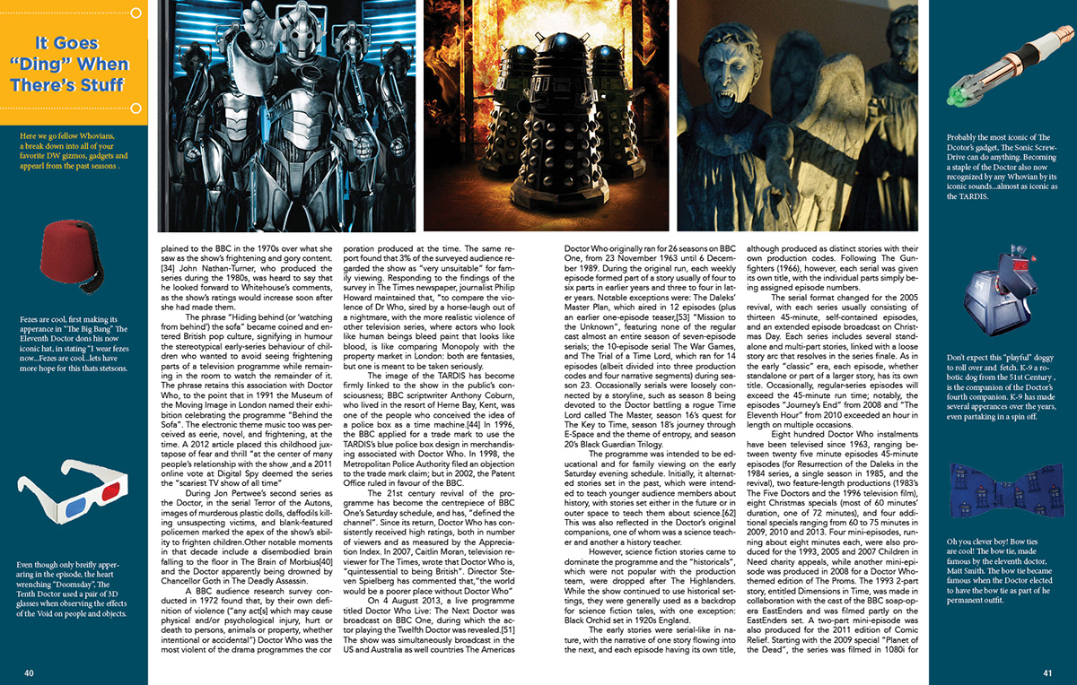 Doctor Who magazine layout Layout design