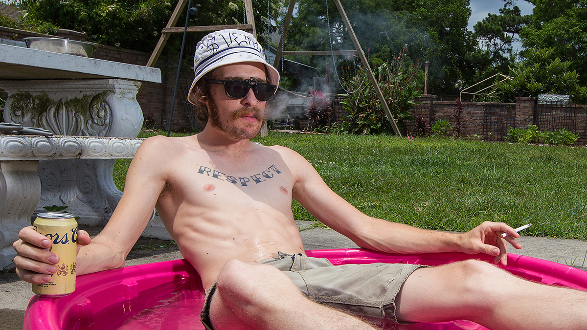 new orleans hippies Kiddie pool Pool backyard beard beards beer summer relax kids Fun hairy hippie nola