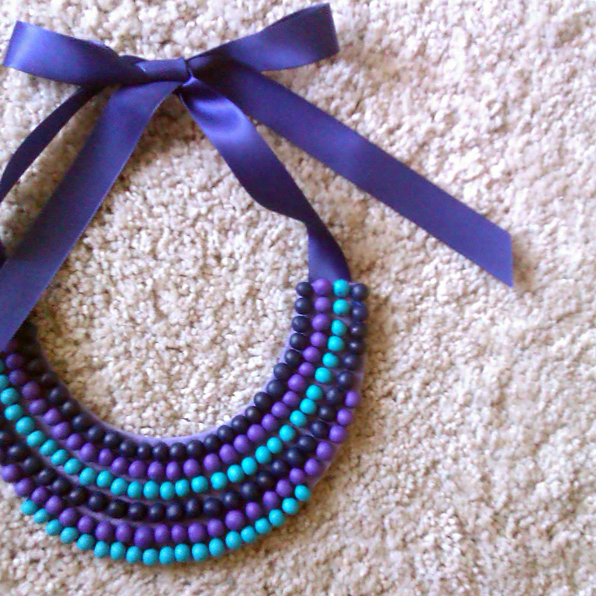 Necklace jewelry felt polymer clay collar Bib ribbon