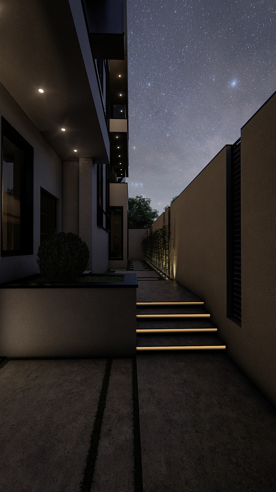 architect Day design exterior modern night residental Villa