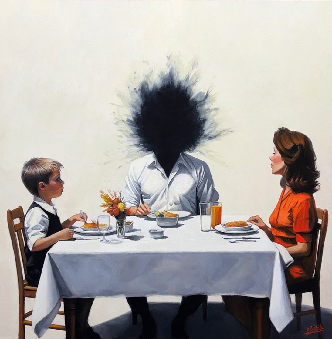 painting   painter surreal symbolism Dinner Table boy