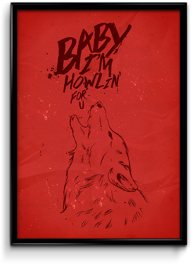 poster Black Keys howling for you wolf texture grunge shirt old red blue black White howling Lyrics