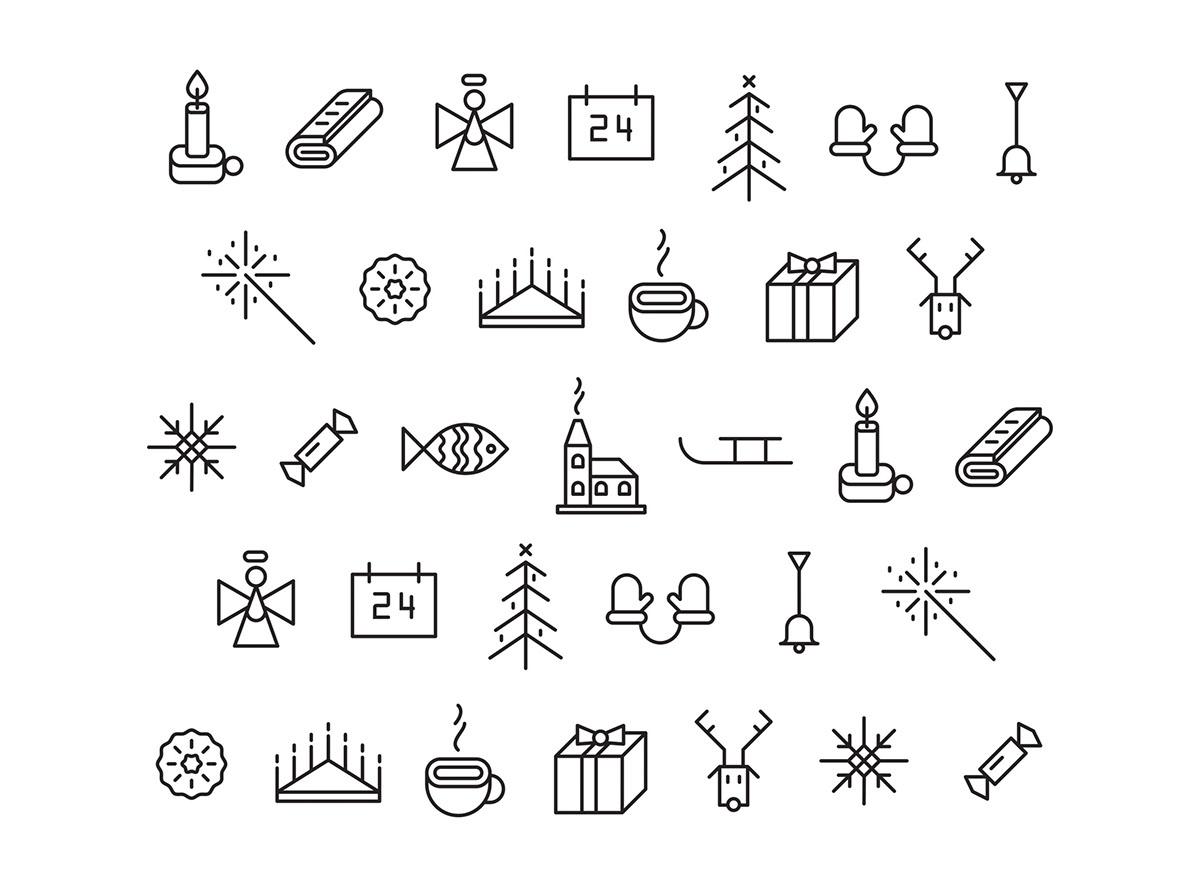 Christmas bag icons xmas pattern Holiday Icon gift