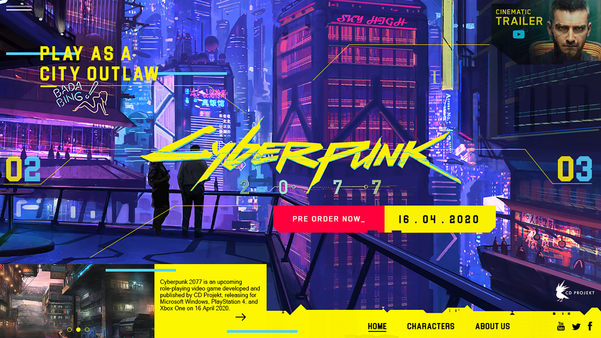 cyberpunk 2077 UI India ux Web game square enix Web Design  hacker Cyberpunk