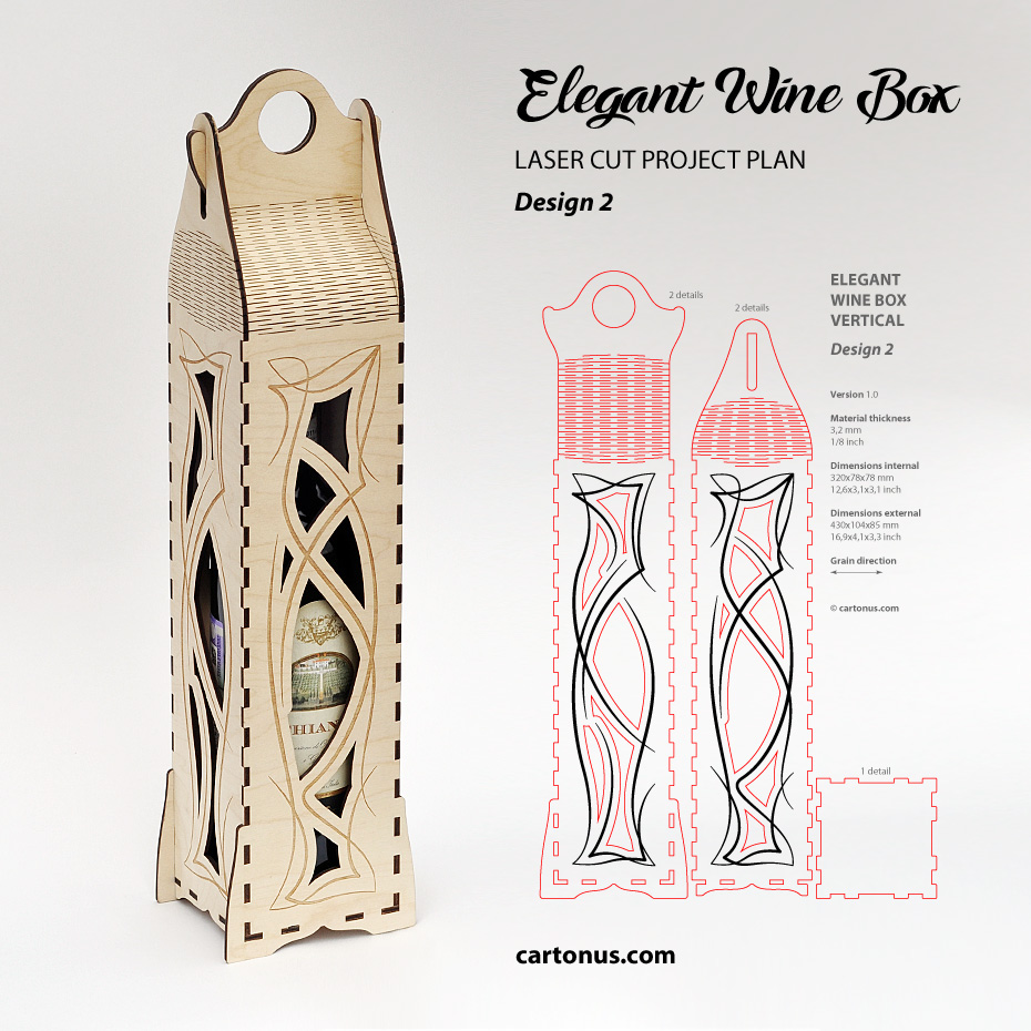 elegant wine box wine wood box diy box laser cut engrave box cut wooden box vine box cnc cartonus