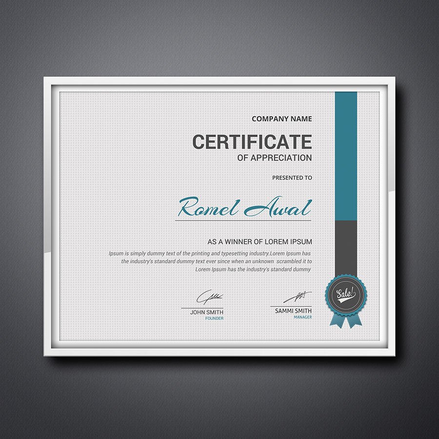 achievement Awards black certificate corporate cyan decorative diploma elegant frame gold graduation minimalist modern ornaments