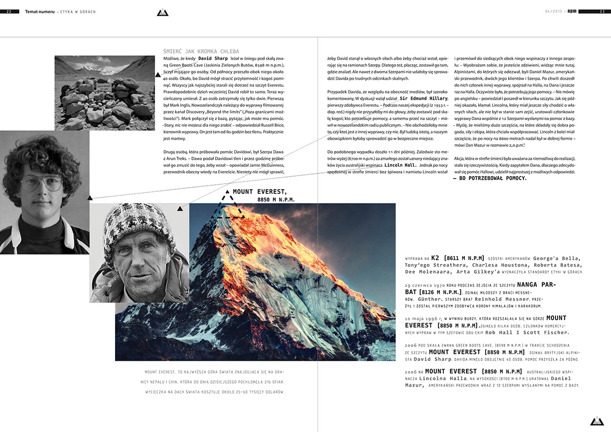 redesign  czasopismo  gory  n.p.m.  magazyn turystyka projektowanie
