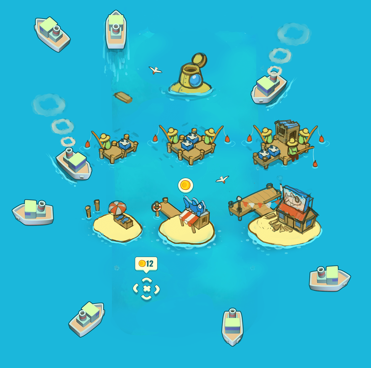 mobile game 2D fish sea casual game colorful cute