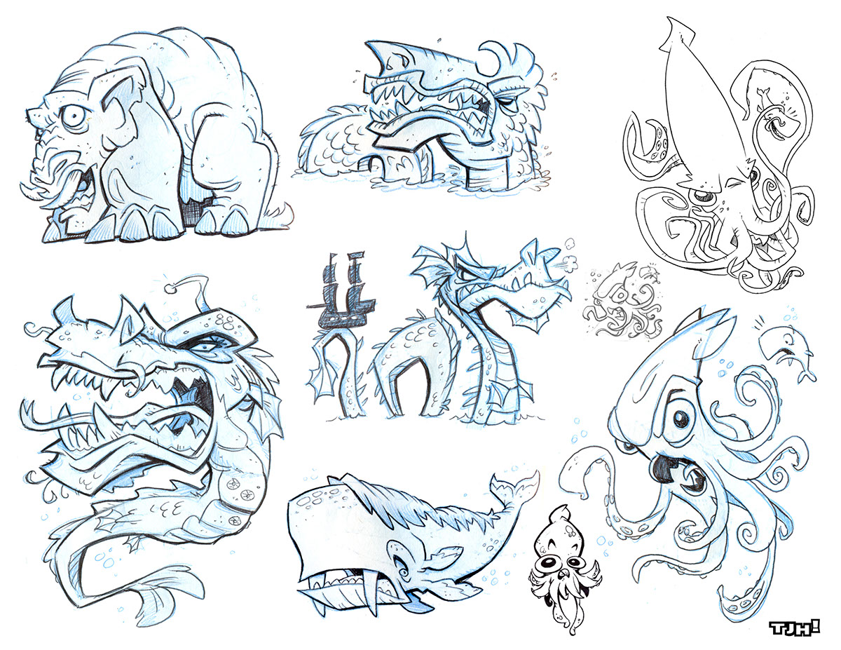 monsters  creatures enemies Character design roll-playing dungeons dragons mythology fantasy horror dinosaurs