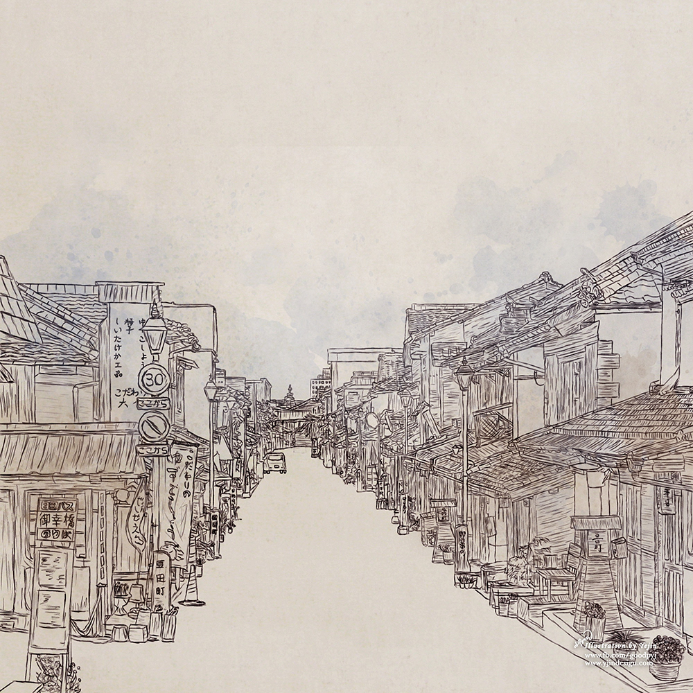 ILLUSTRATION  vintage Landscape Drawing  japanillustration city drawing  pen drawing animation  traditional traditionillustration
