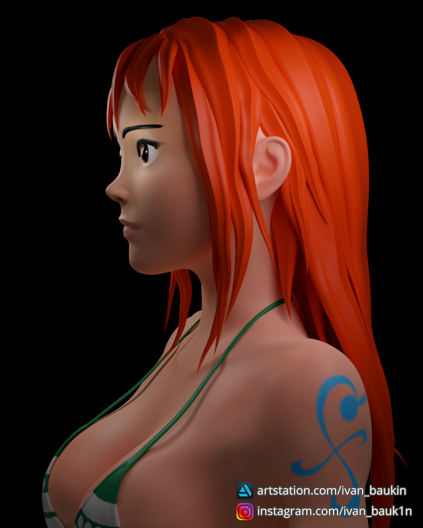 3dart blender cycles Nami Onepiece polypaint Zbrush