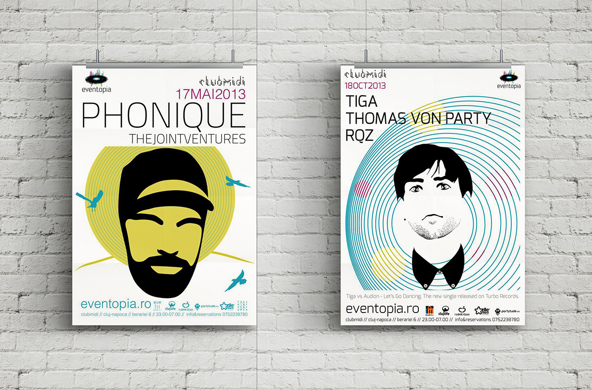 music poster PHONIQUE tiga poster club dj electronic print vector vertorize design grahics