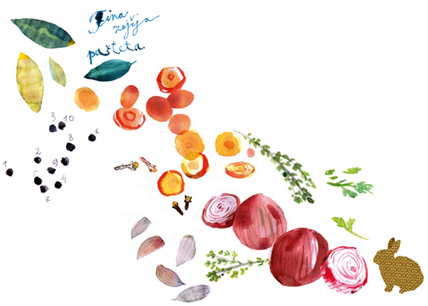 watercolors Food  recipe collage kitchen