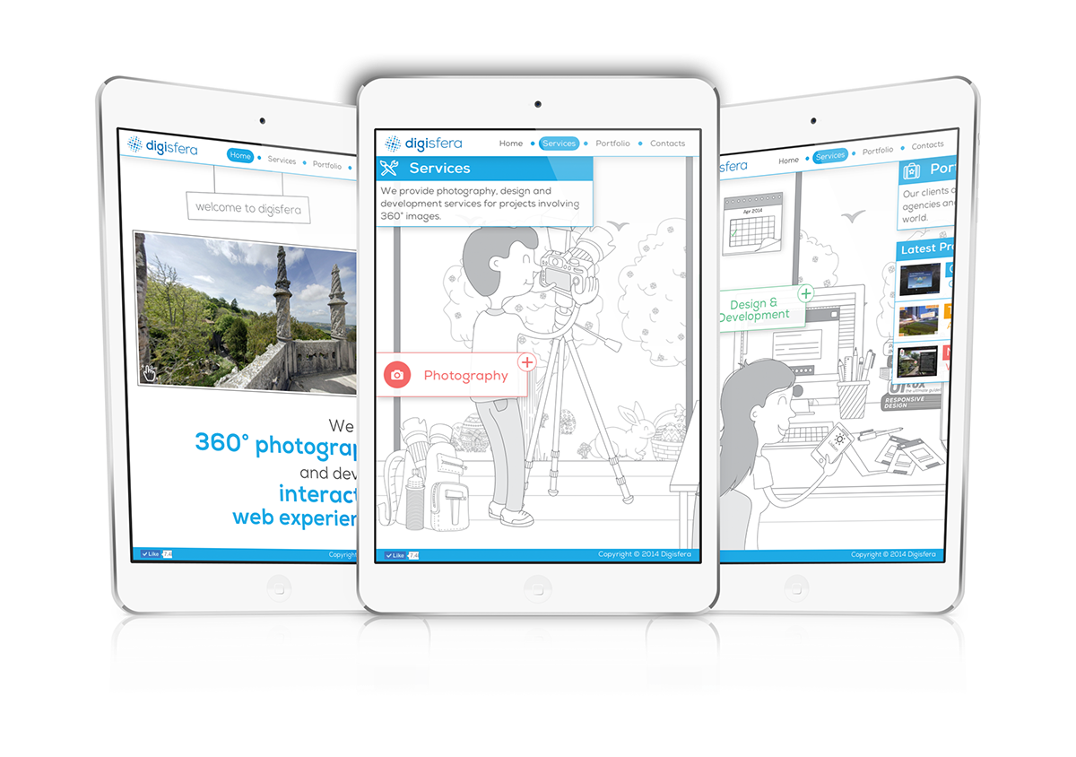 Digisfera design Website Responsive panoramic 360photography brand sketches