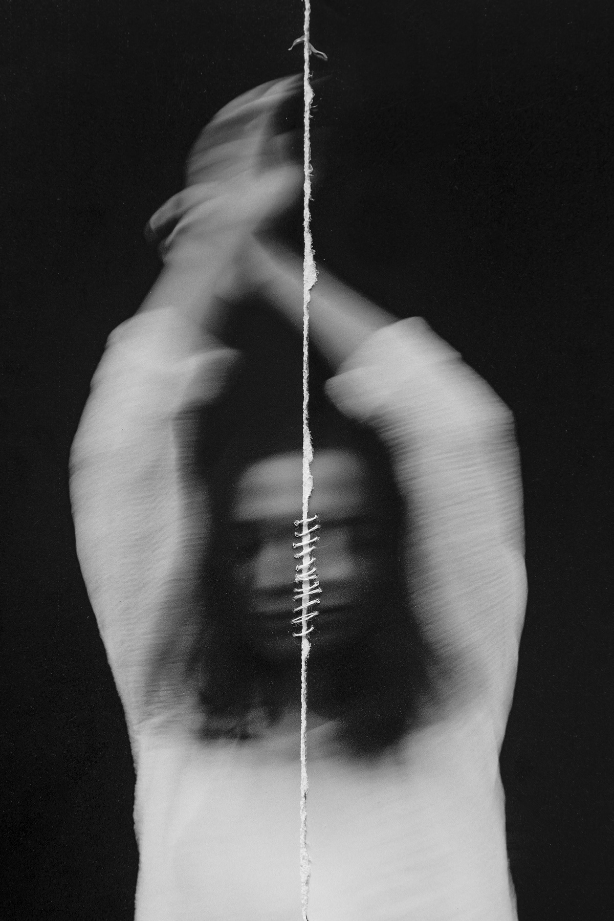 self portrait conceptual photography mixed media black and white fine art collage