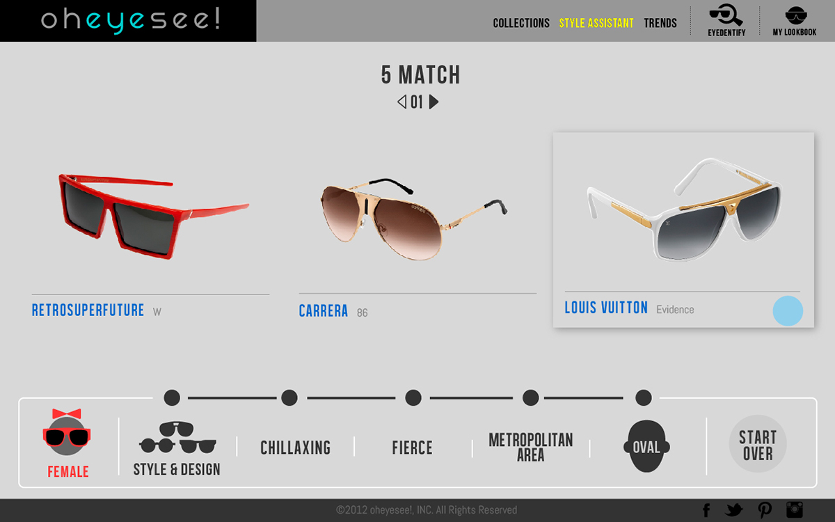 oheyesee Sunglasses interaction walkthrough UI ux augmented reality Style Fashion forward passion young adults casual-luxury lifestyle originality 3D