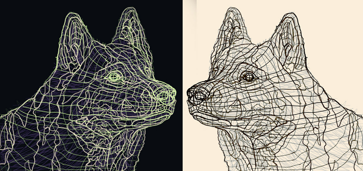 wolf wacom photoshop digital painting sketches rough