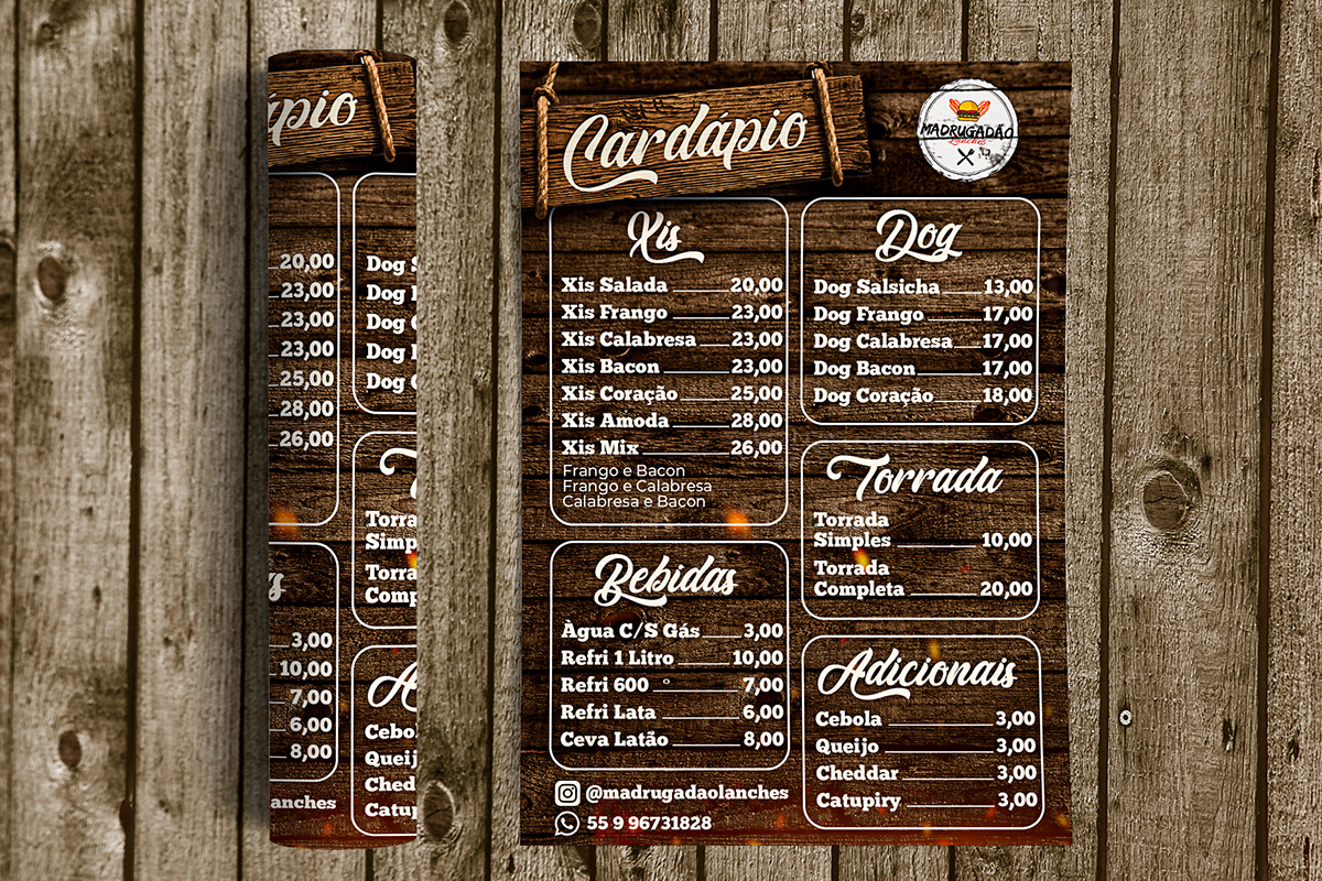 cardápio Social media post lancheria Lanchonete menu design restaurant Fast food