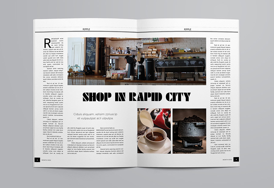 advertise blank Coffee business clean magazine template InDesign print Layout