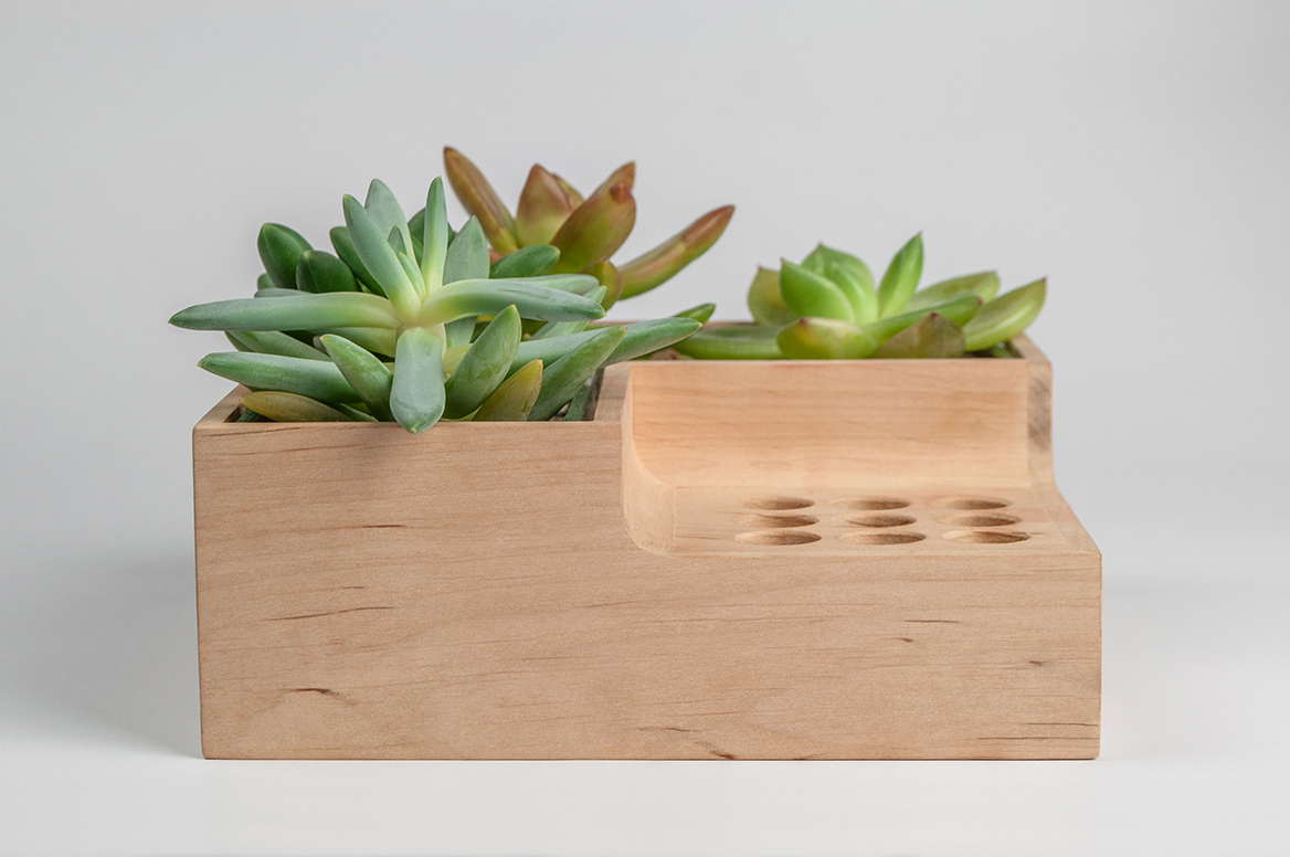 Made from wood Eco Pot flower pot integrated pen holder KononenkoID eco penholder MiniGarden