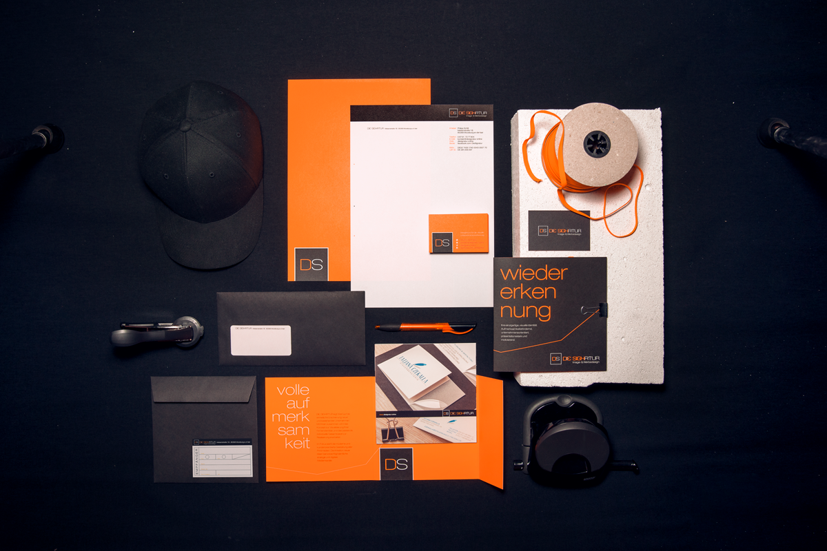 logodesign stationary print mailing neon black orange #HP   setcards cap