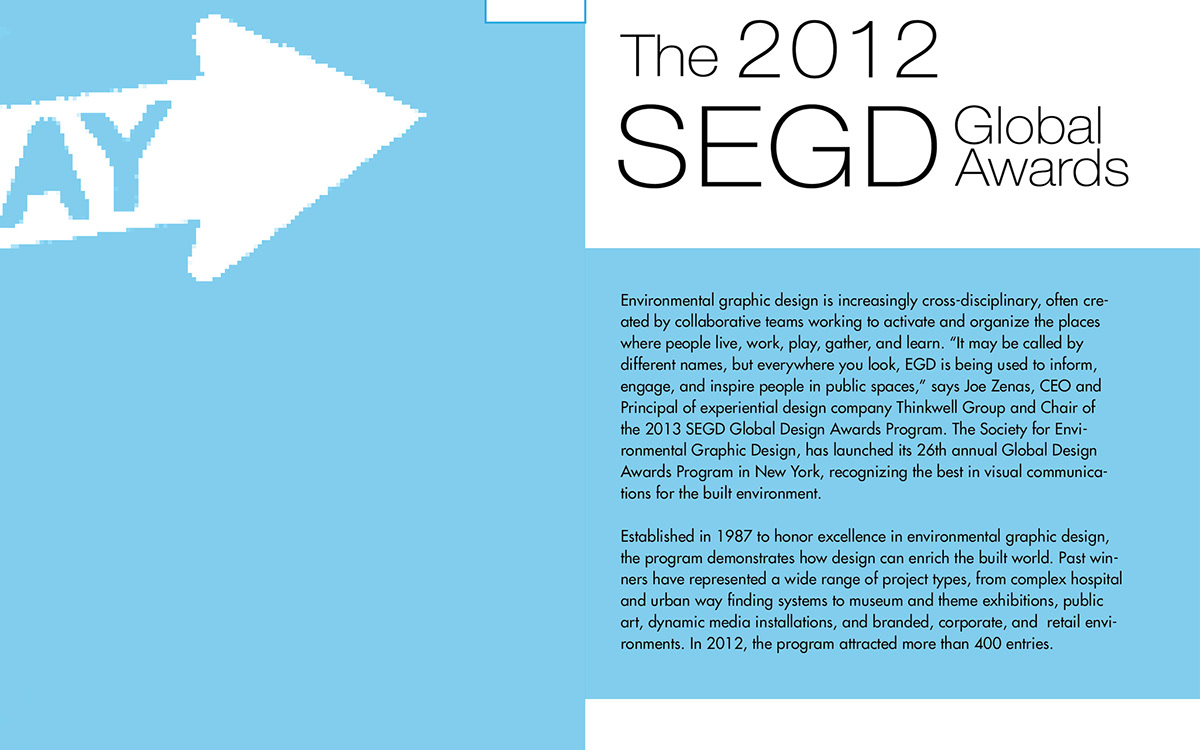 SEGD Magazine Layouts Signage Photo Manipulation  type