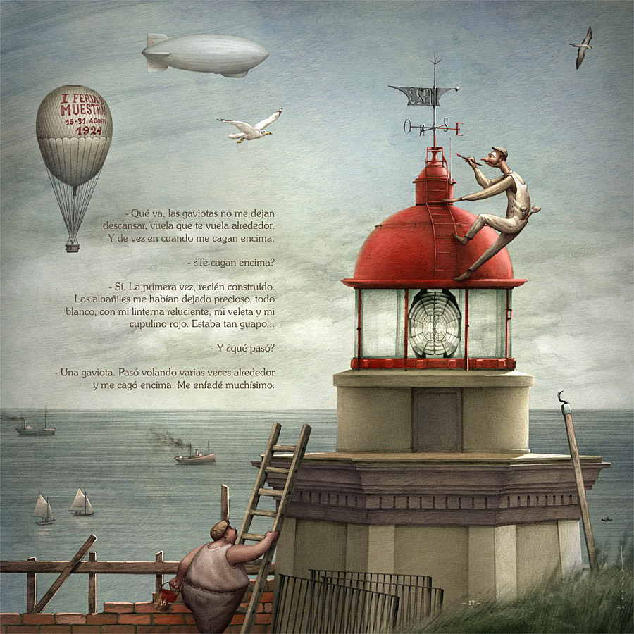 lighthouse Torres gijon faro sea ships birds Ocean
