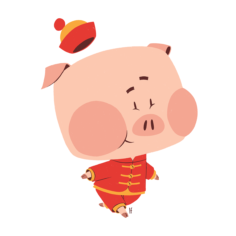 pig chinese newyear characterdesign illuastration Drawing  animation  cartoon