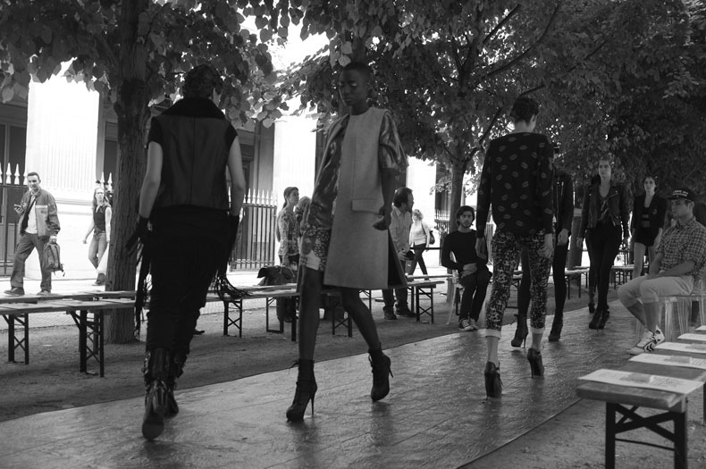 reflection black and white fashion week Paris snapshot