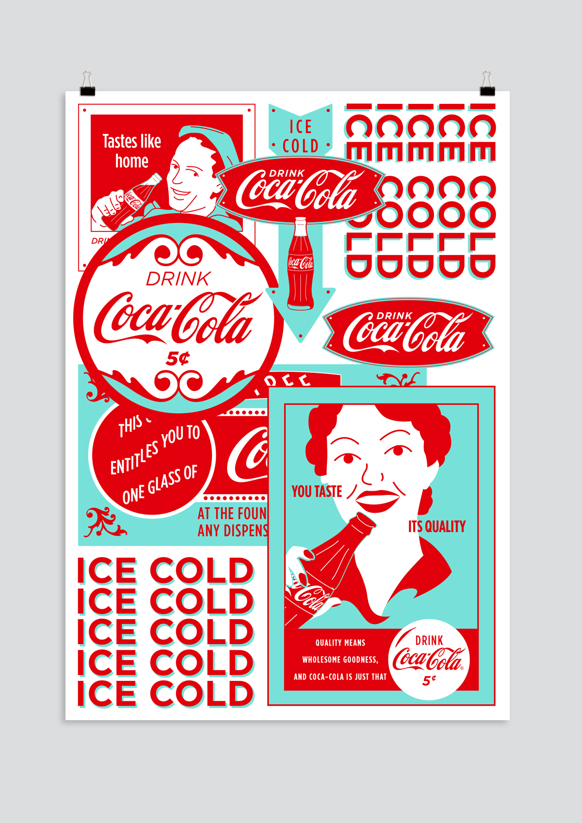 ice cold poster vintage Pop Art Coca-Cola