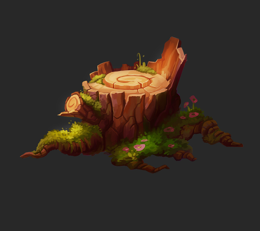 Game Art environment concept art Icon fantasy asset forest stump mushroom Nature