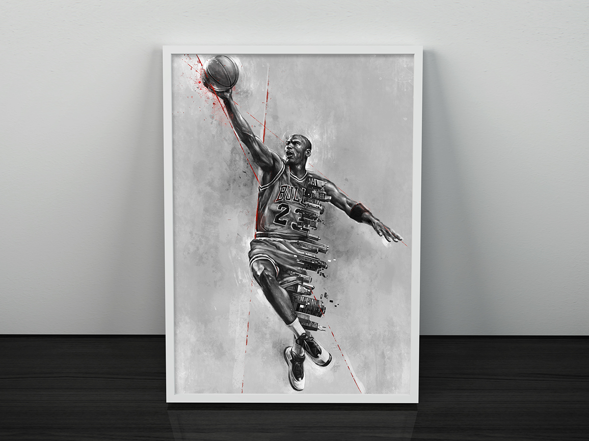 jordan NBA chicago bulls basketball sports art adobe photoshop digital painting Behance wacom