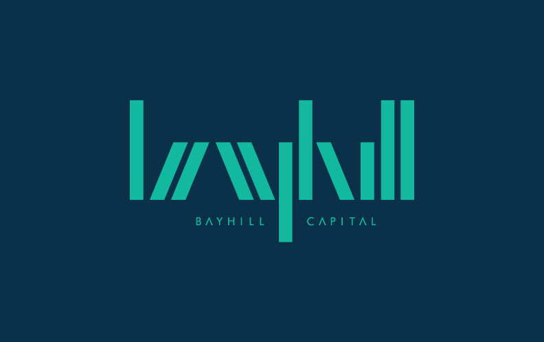 Bayhill capital Corporate Identity CI businesscard letterhead moleskine notepad Website finance logo geometric navy blue green