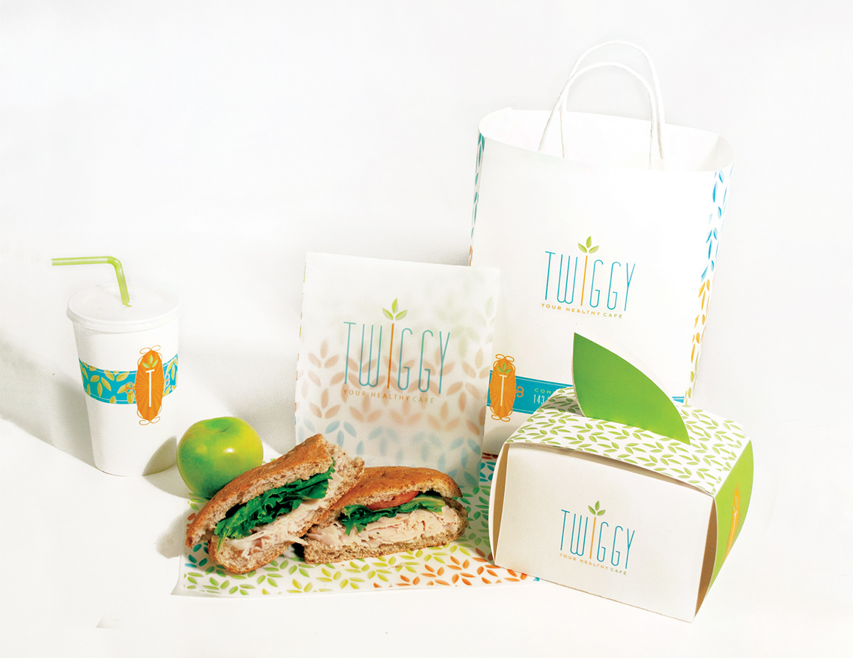 twiggy Healthy Cafe cafe package design 